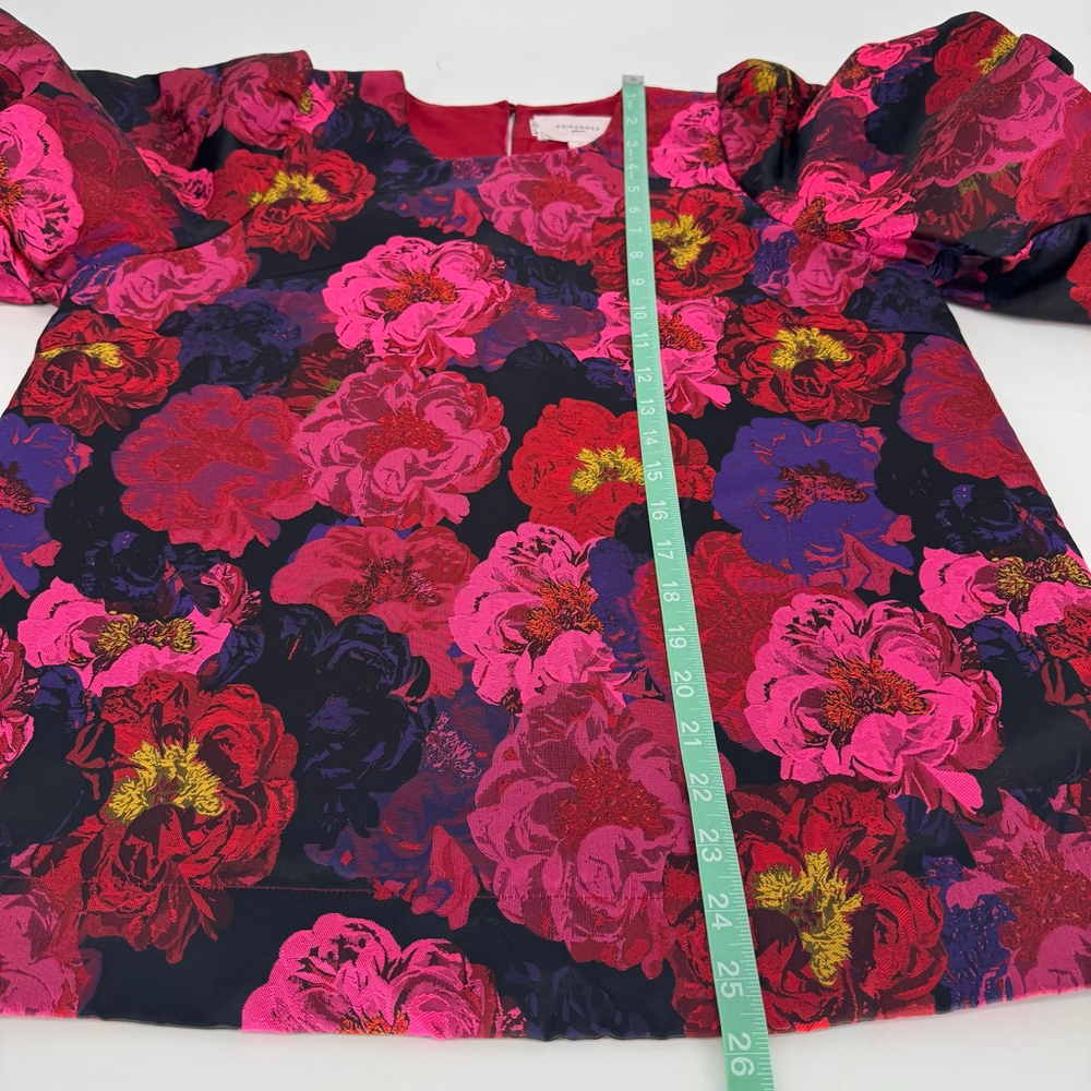 Tuckernuck Pomander Place Camellia Jacquard Lyla Blouse Red Pink Size M - Picture 8 of 12